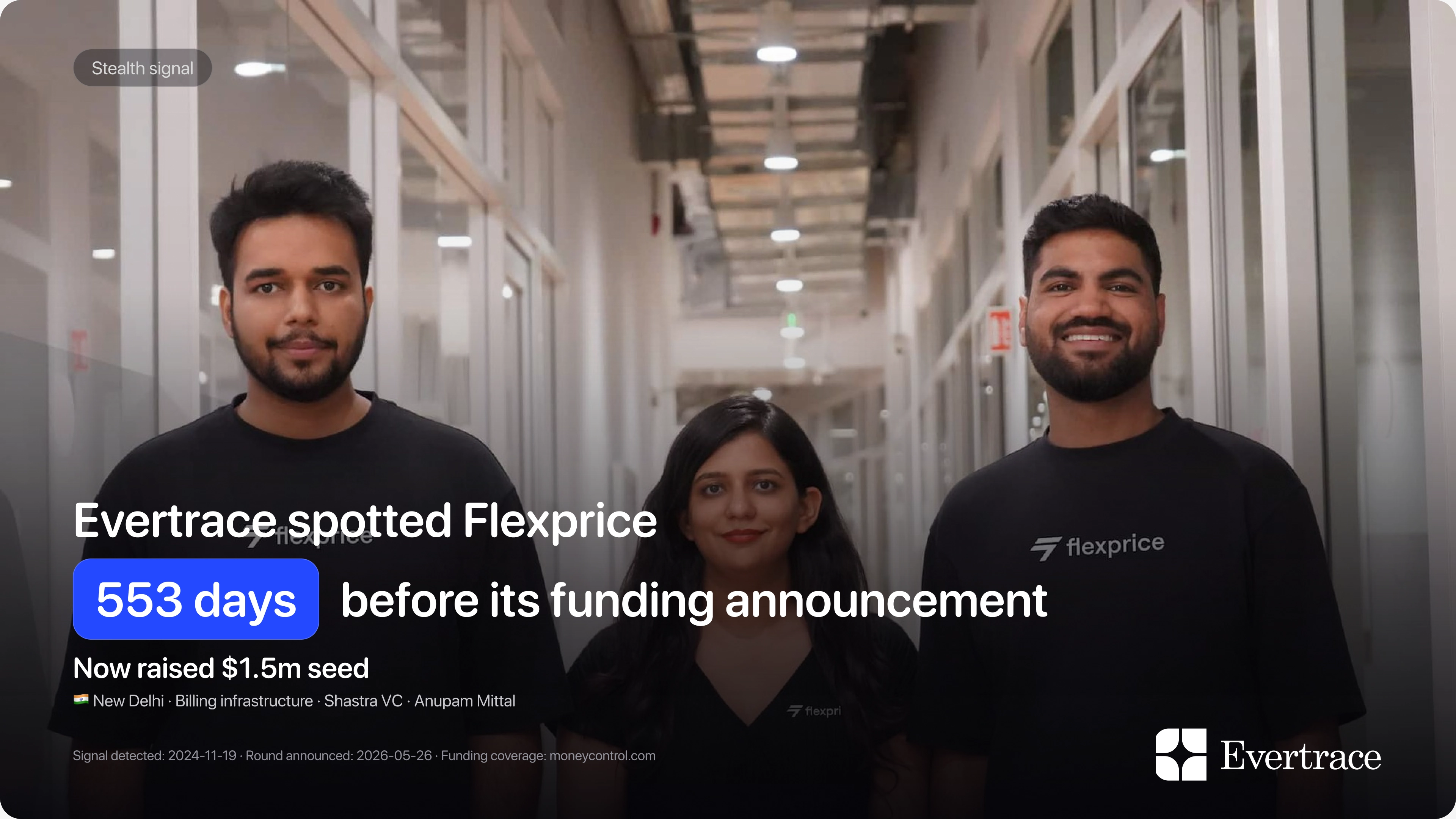 Flexprice raises $1.5m: Evertrace spotted Nikhil Mishra 553 days earlier