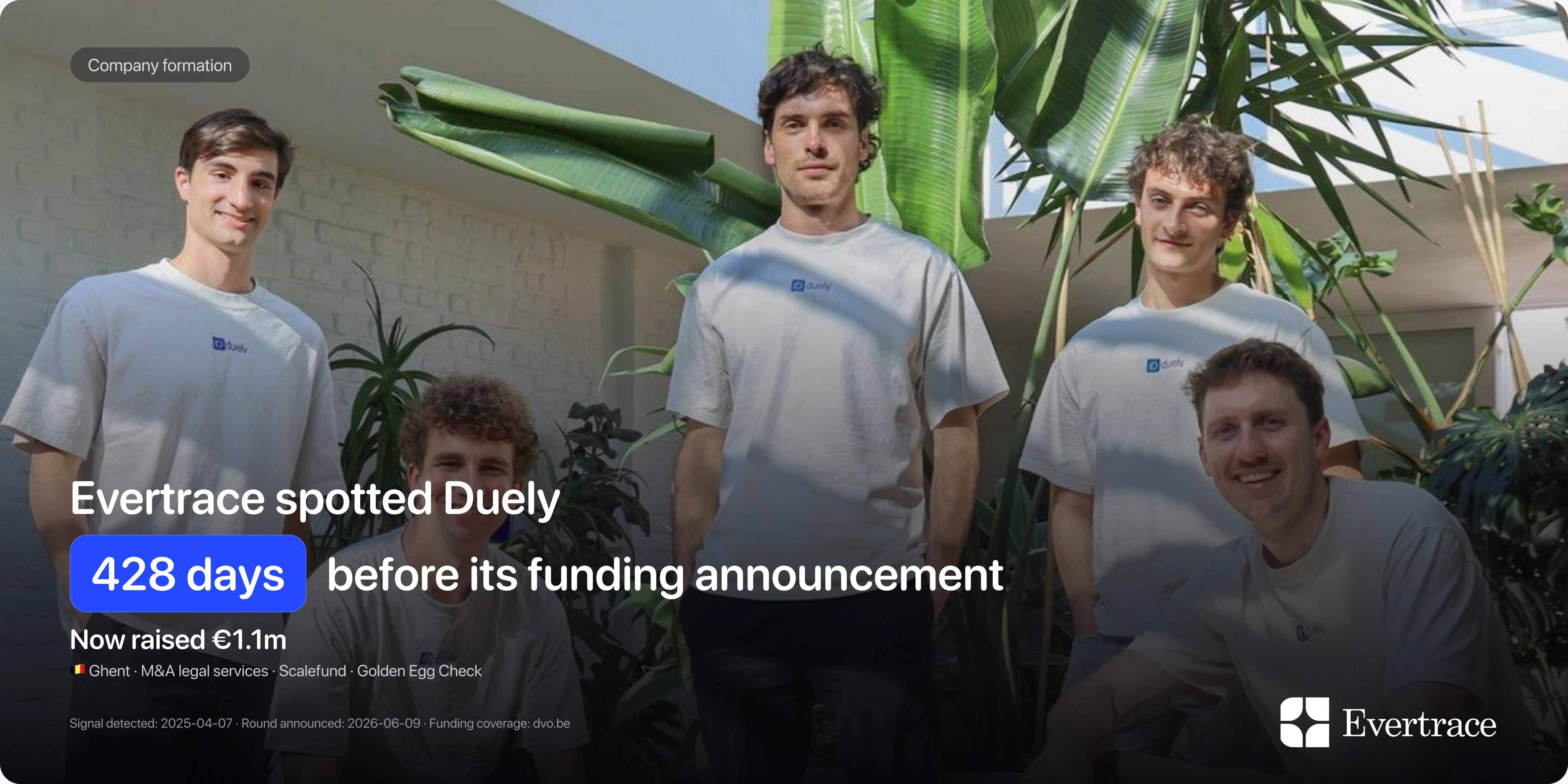Duely raises €1.1m: Evertrace spotted Michiel Van Lerbeirghe 428 days earlier