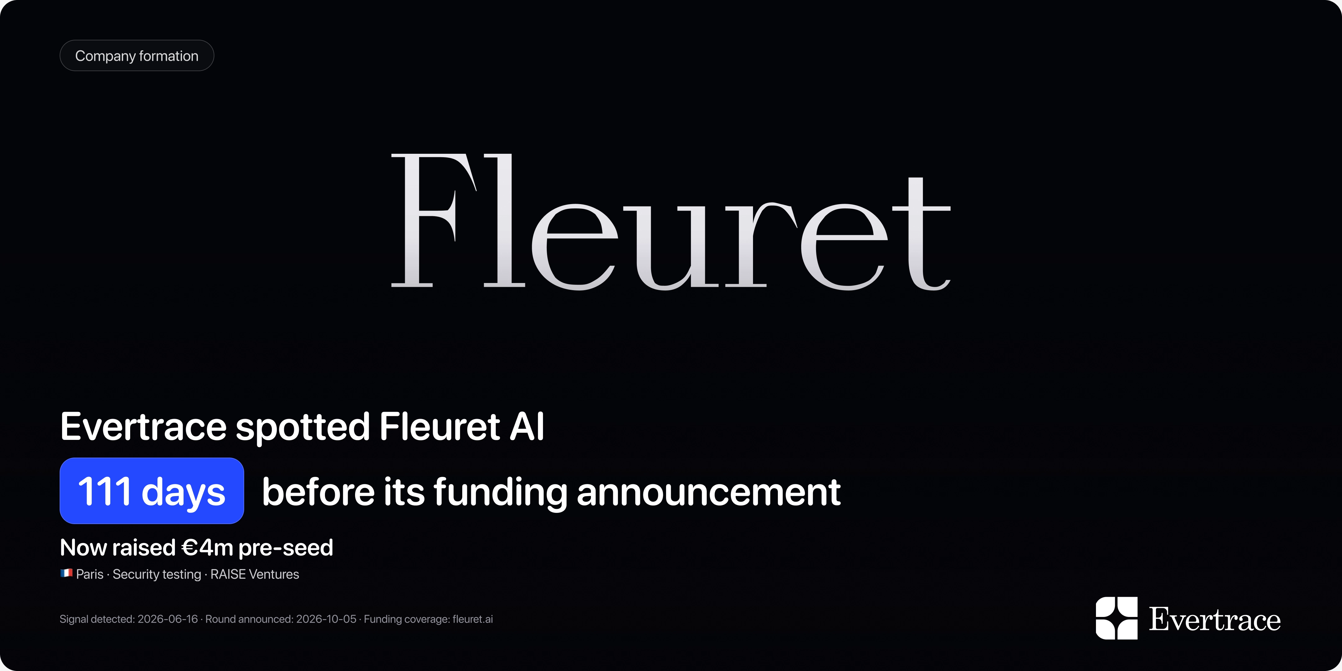Fleuret AI raises €4m: Evertrace spotted Augustin Ponsin 111 days earlier
