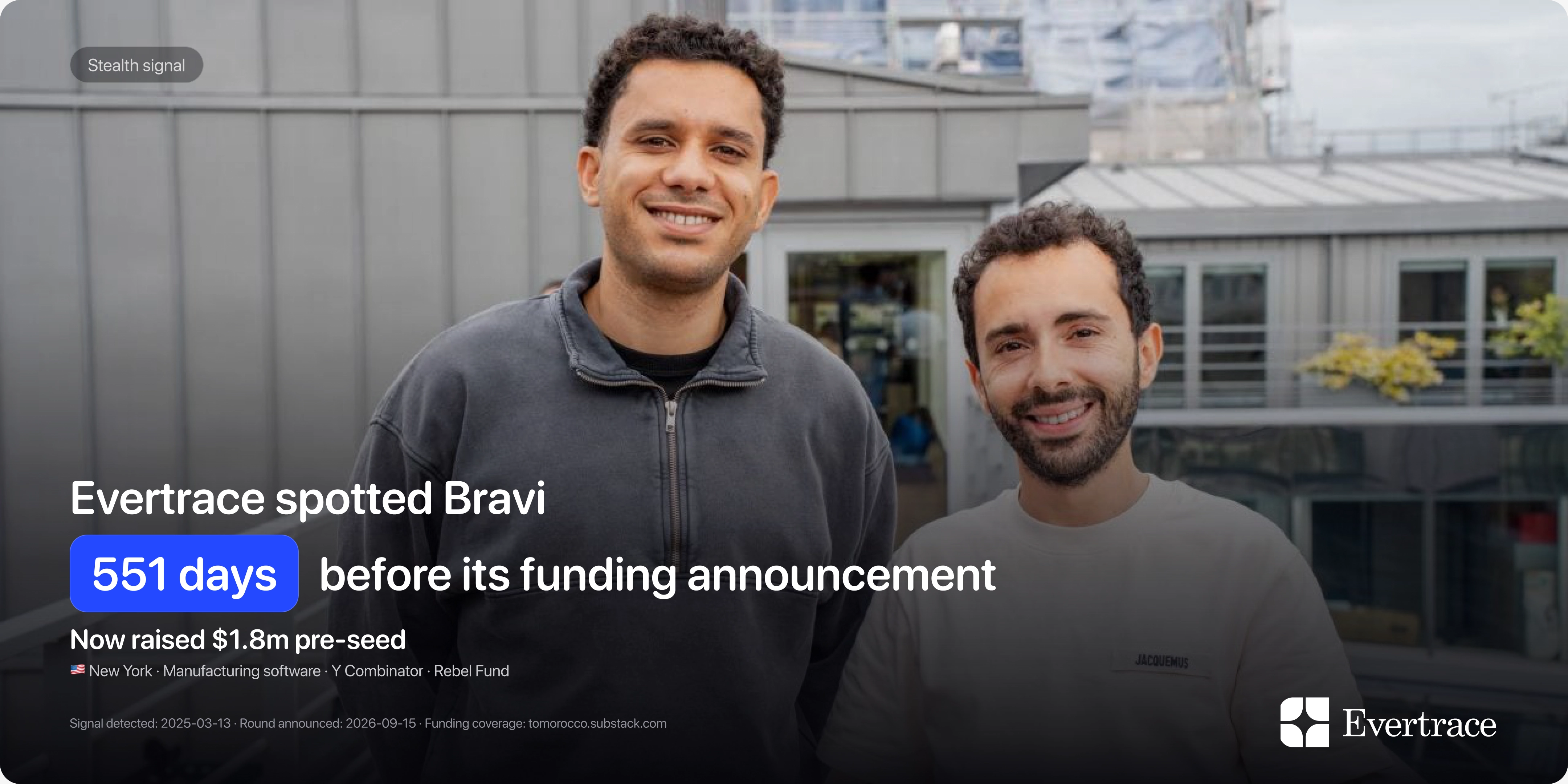 Bravi raises $1.8m: Evertrace spotted Anas Bouassami 551 days earlier