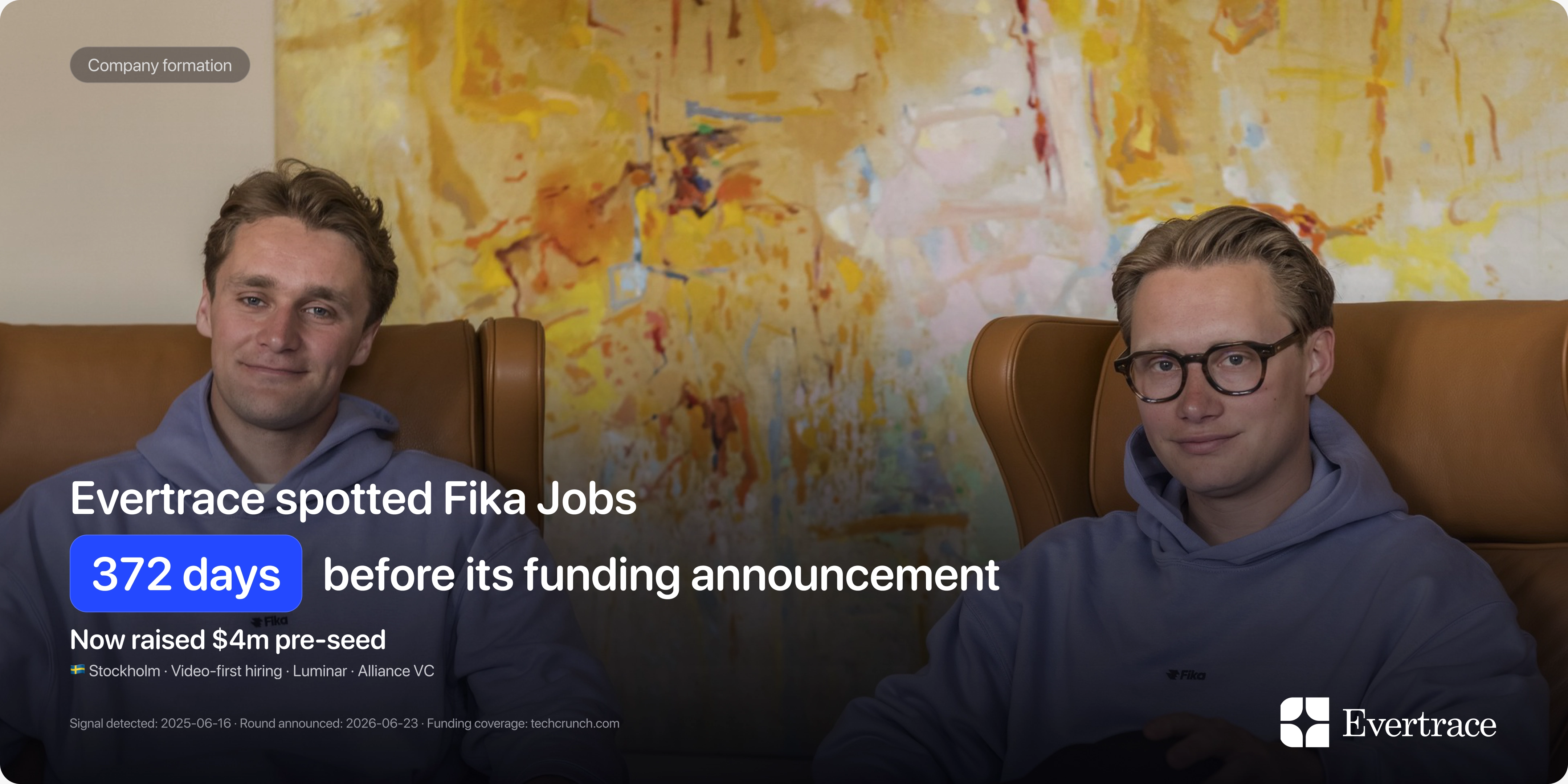 Fika Jobs raises $4m: Evertrace spotted Alexander Dubois 372 days earlier