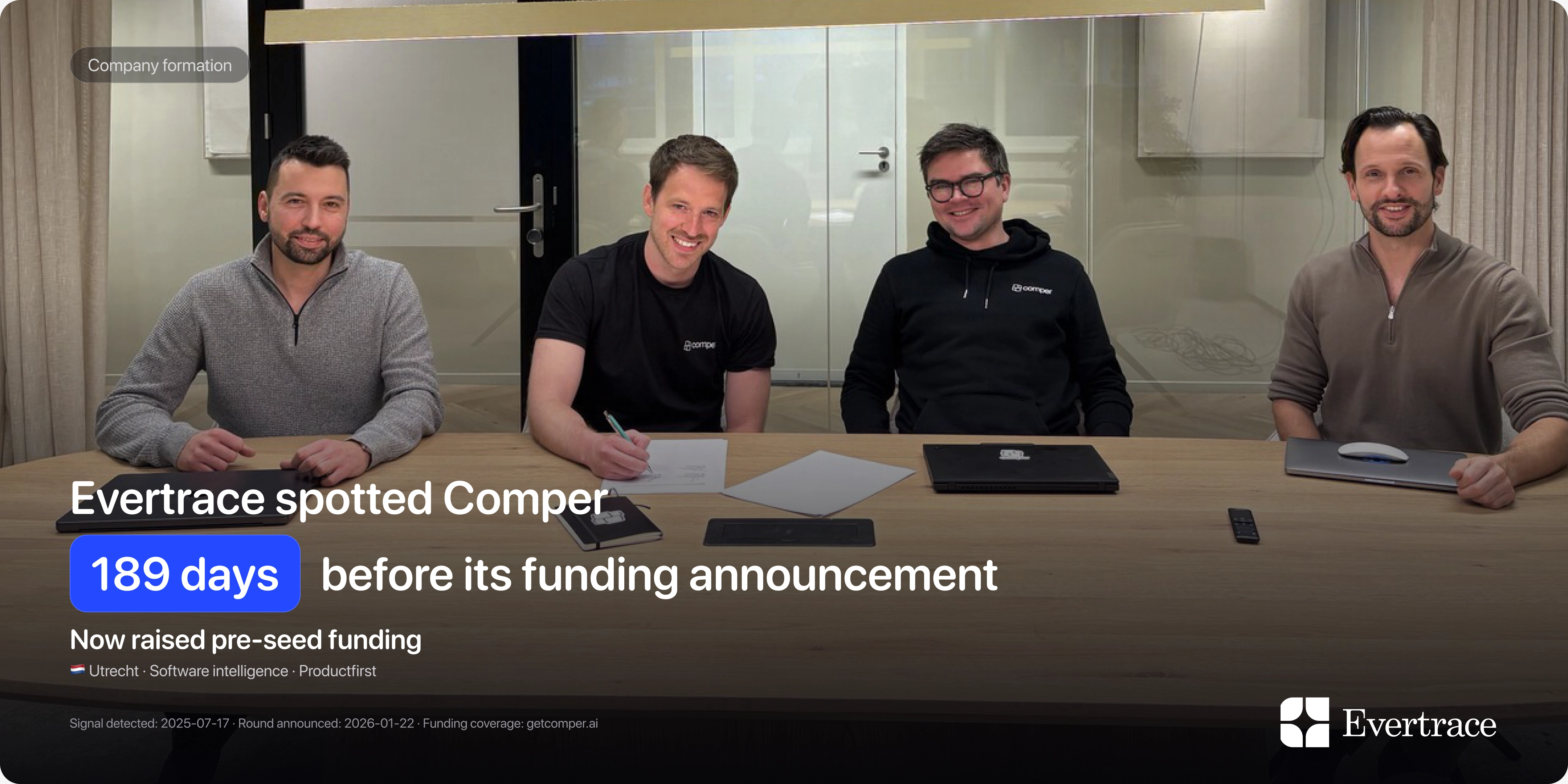 Comper raises pre-seed funding: Evertrace spotted Jouke Waleson 189 days earlier