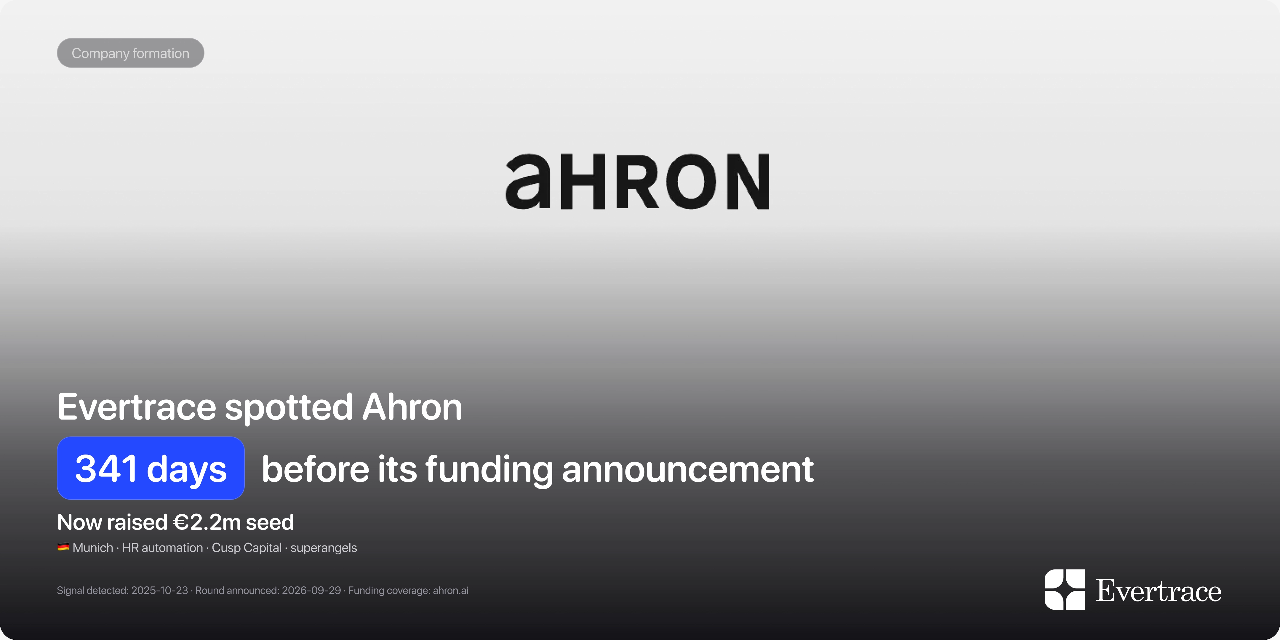 Ahron raises €2.2m: Evertrace spotted Rado Pavlov 341 days earlier