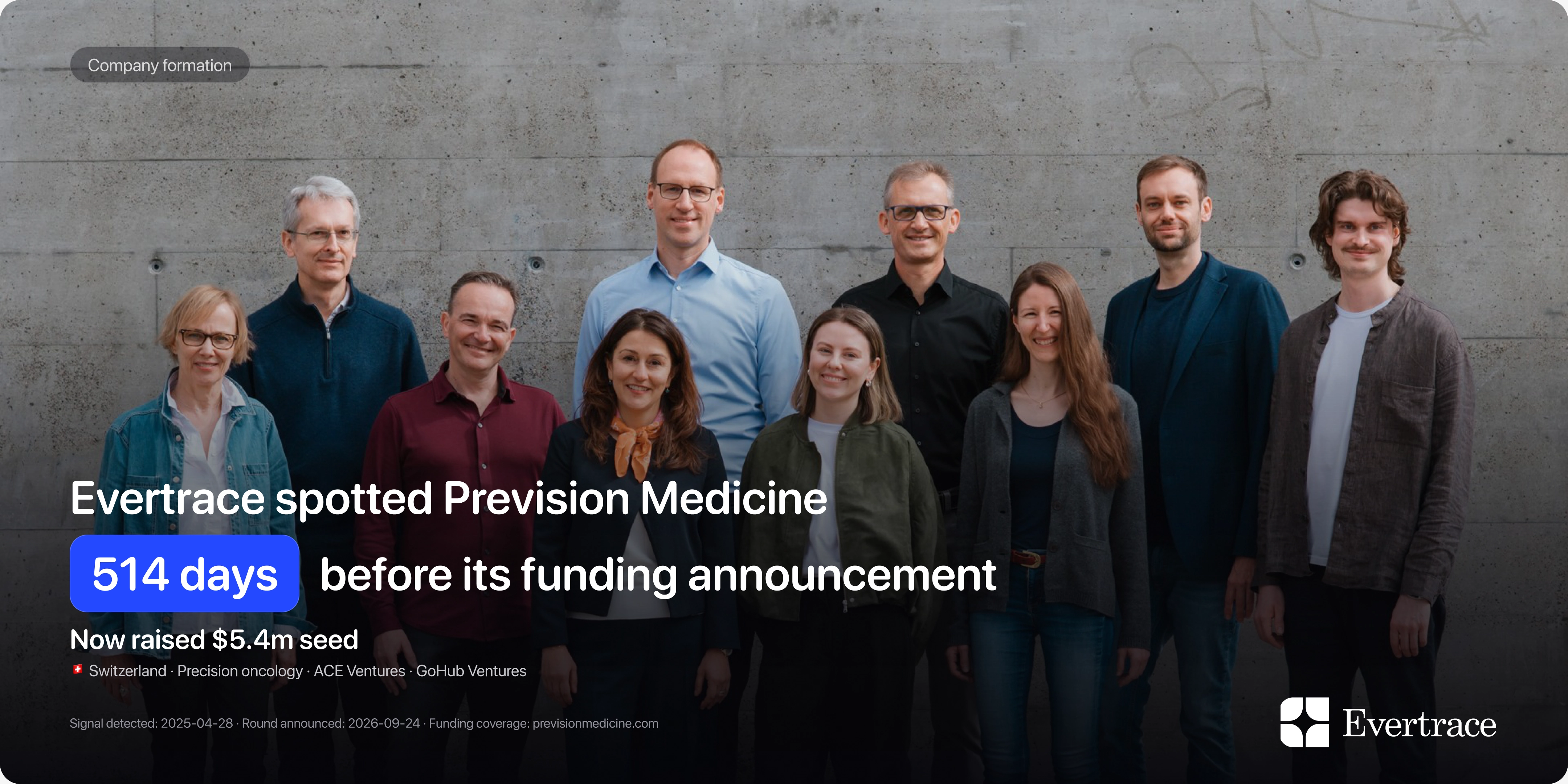 Prevision Medicine raises $5.4m: Evertrace spotted Berend Snijder 514 days earlier