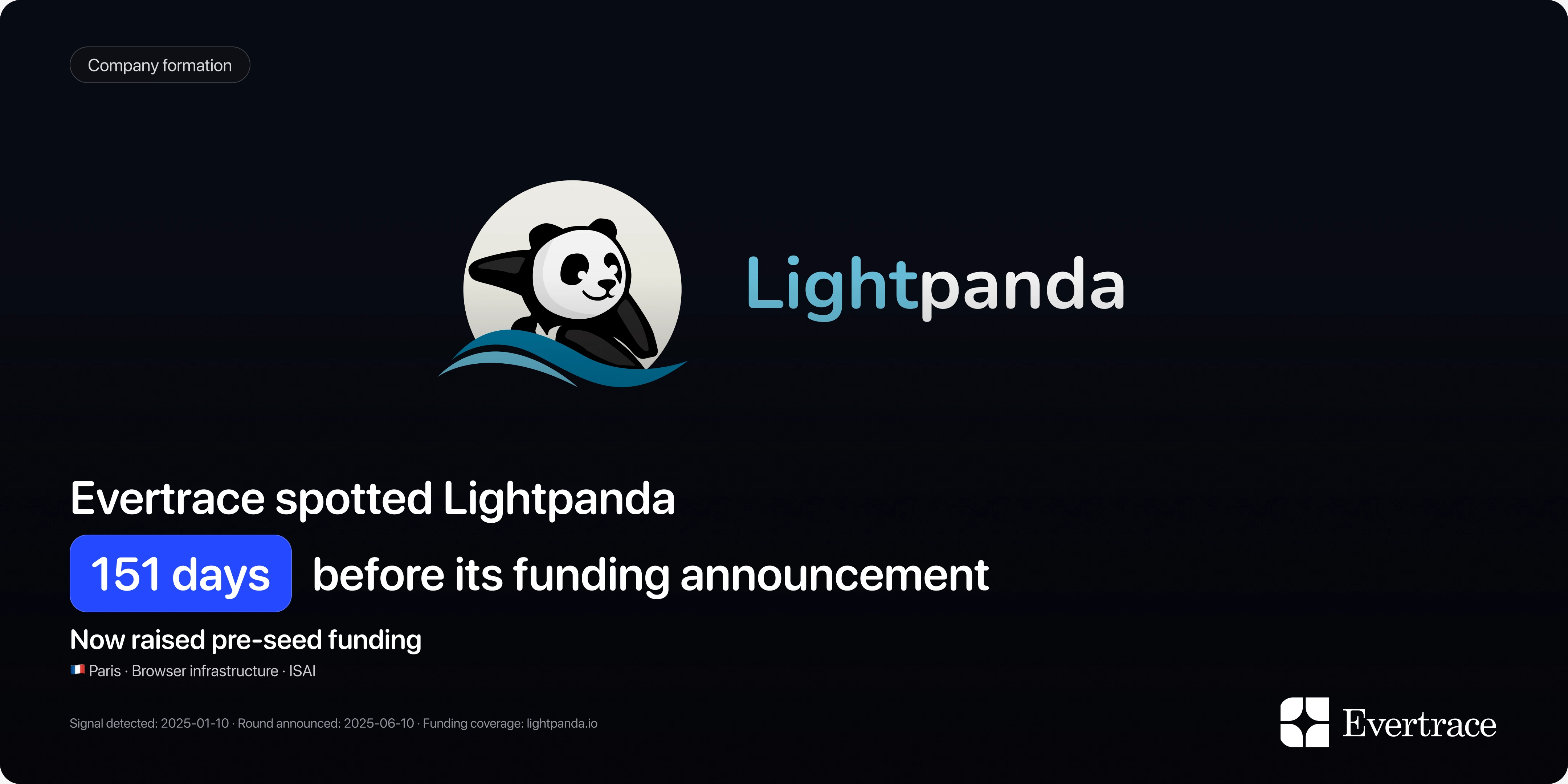 Lightpanda raises pre-seed funding: Evertrace spotted Katie Hallett 151 days earlier