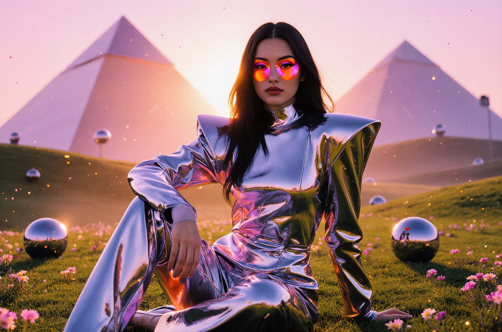 SILICA - MISC cyber girl on pyramid landscape