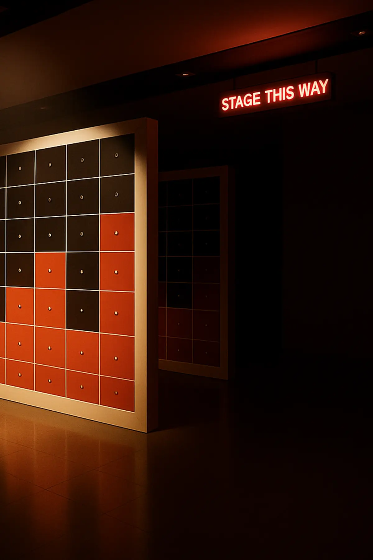 Smart locker concert hall, with the lights dimmed