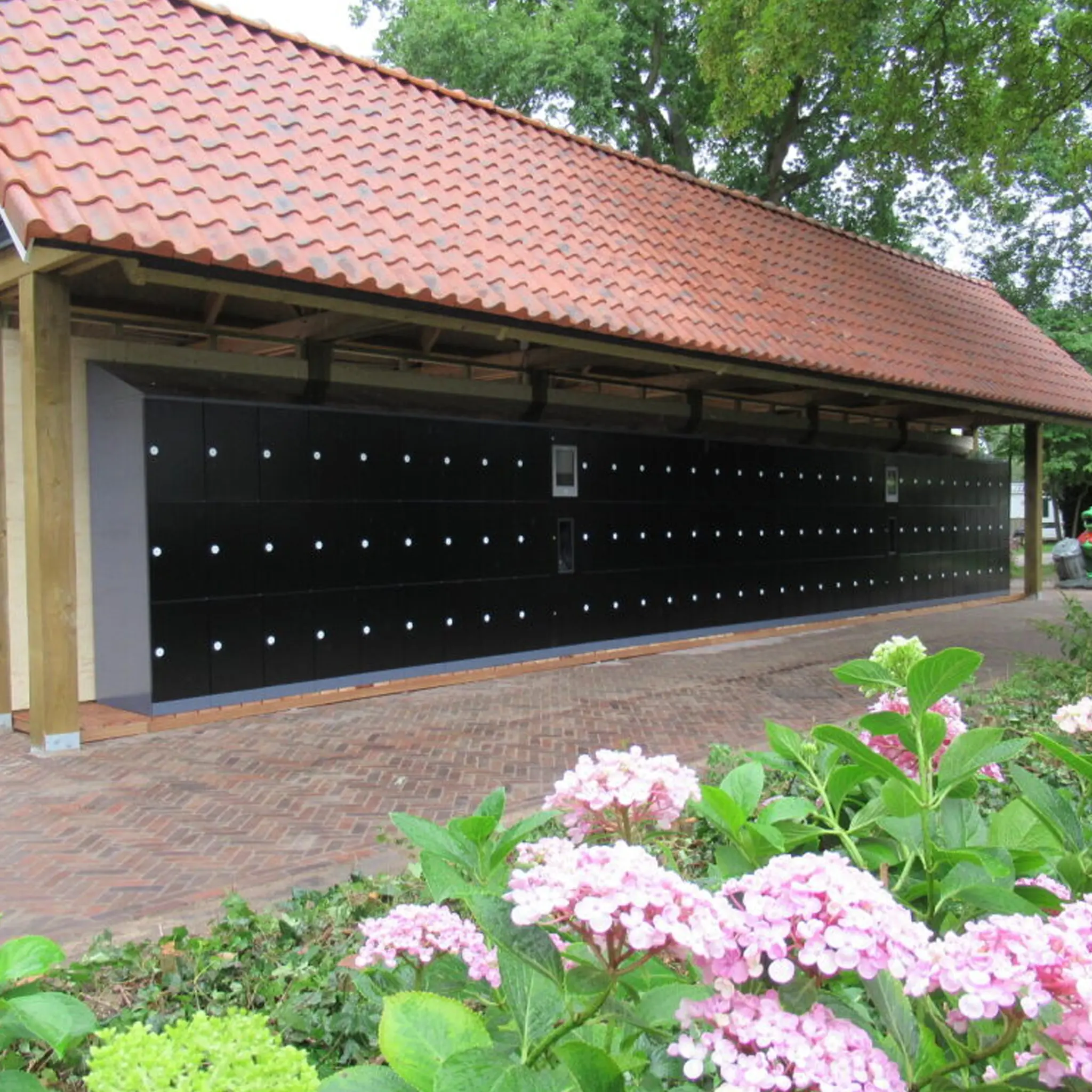 Outdoor smart lockers at a European theme park