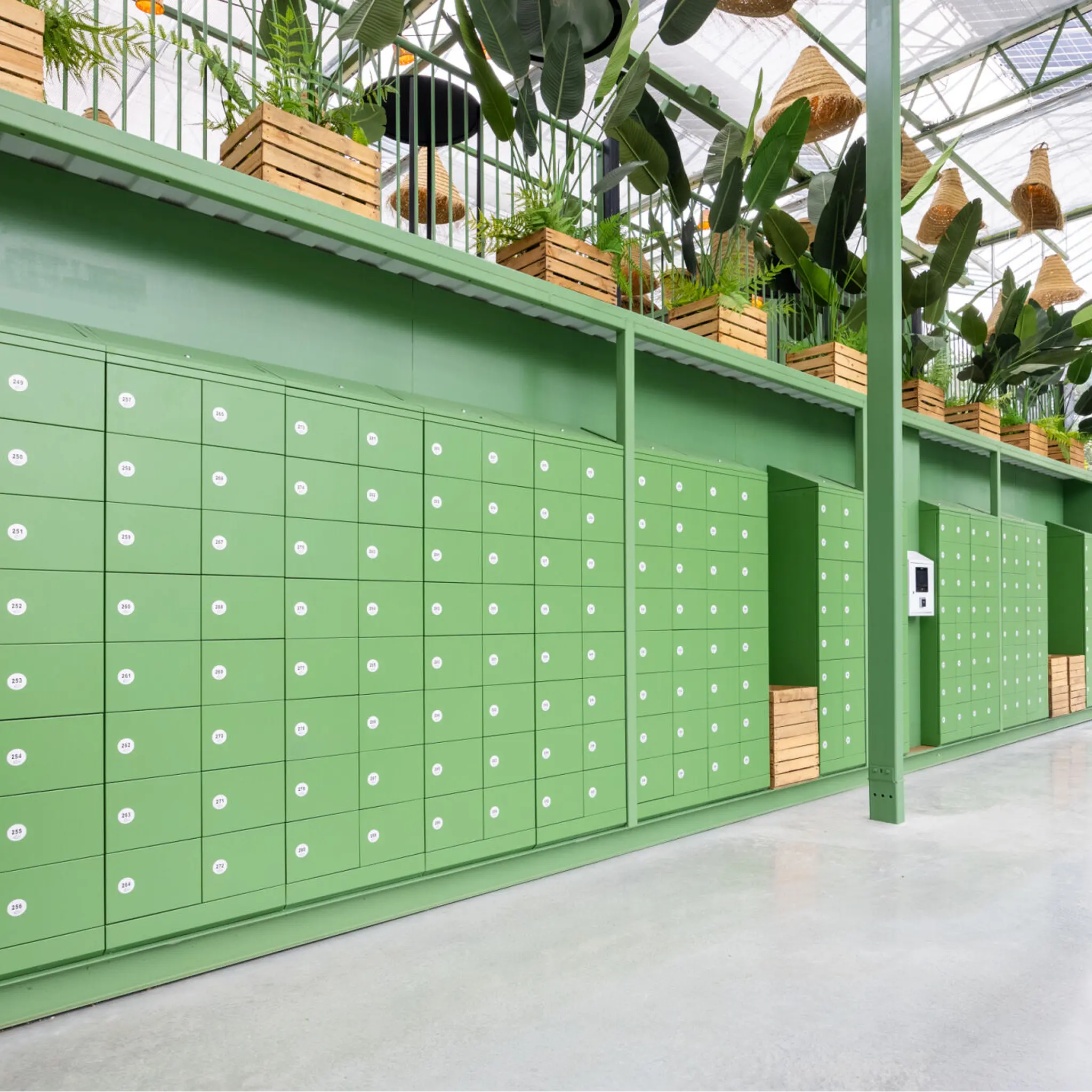 Exhibition center with green smart lockers
