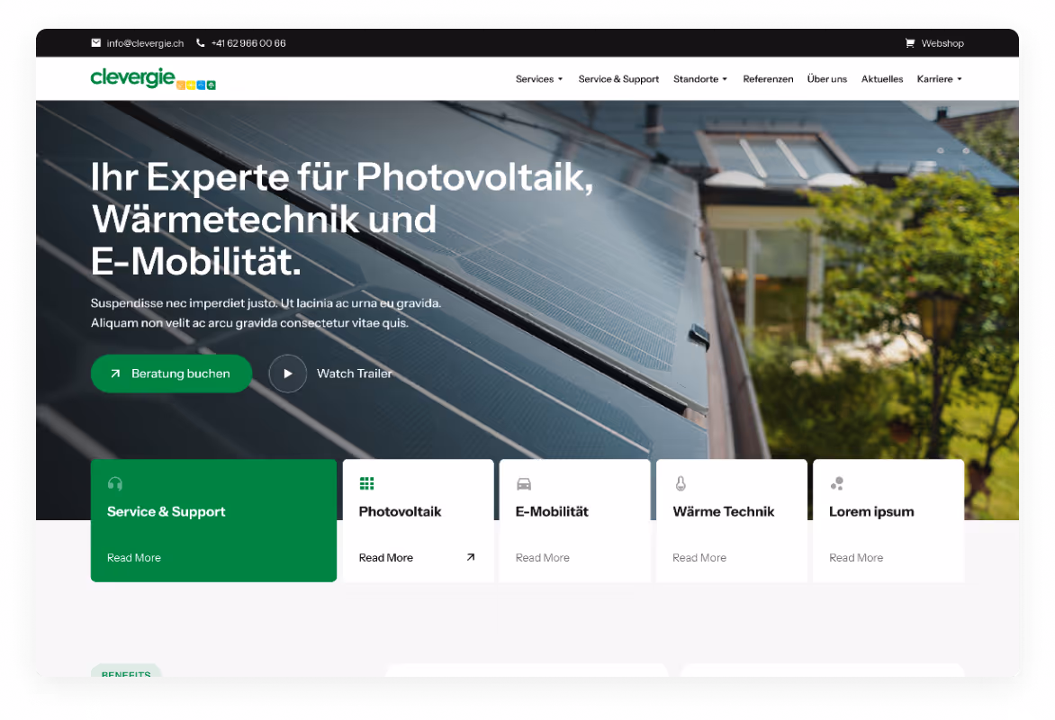 Webflow Projekt Bild Clevergie