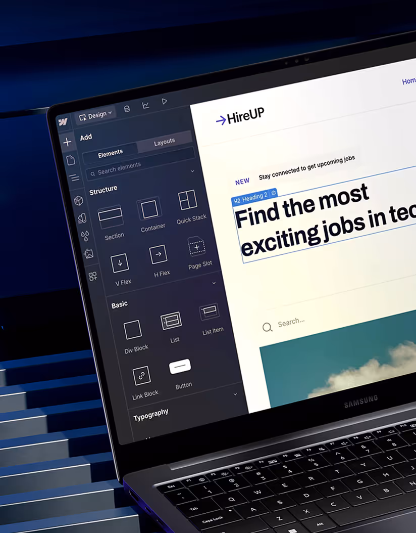 Webflow CMS am Laptop