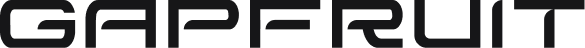 GAPFRUIT Schriftzug in schwarzer, moderner Schrift auf weißem Hintergrund.