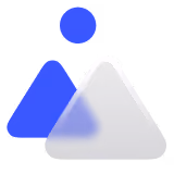 Abstrakte blaue und graue geometrische Formen vor schwarzem Hintergrund.