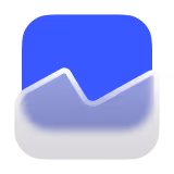 Graph icon with an upward trending line on a blue and white background.