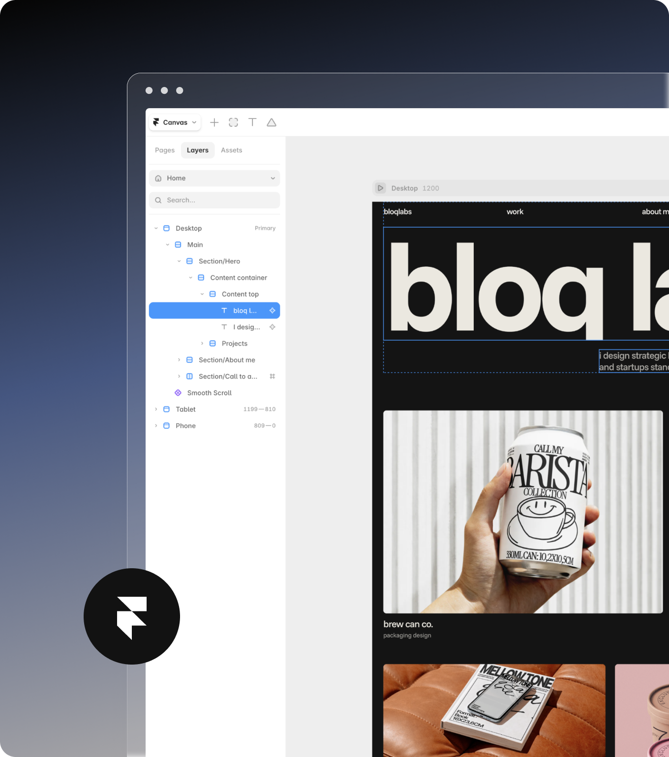Framer Agentur Bloq Labs – Website im Framer Editor