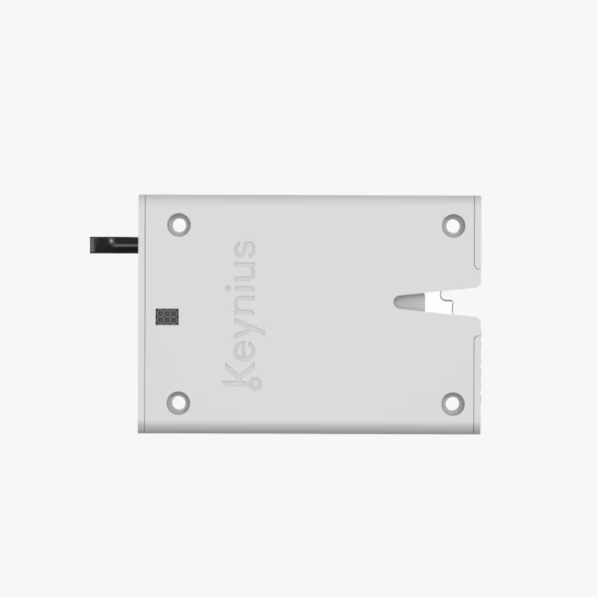 Rectangular Keynius lock device with a cable attached on the left side.