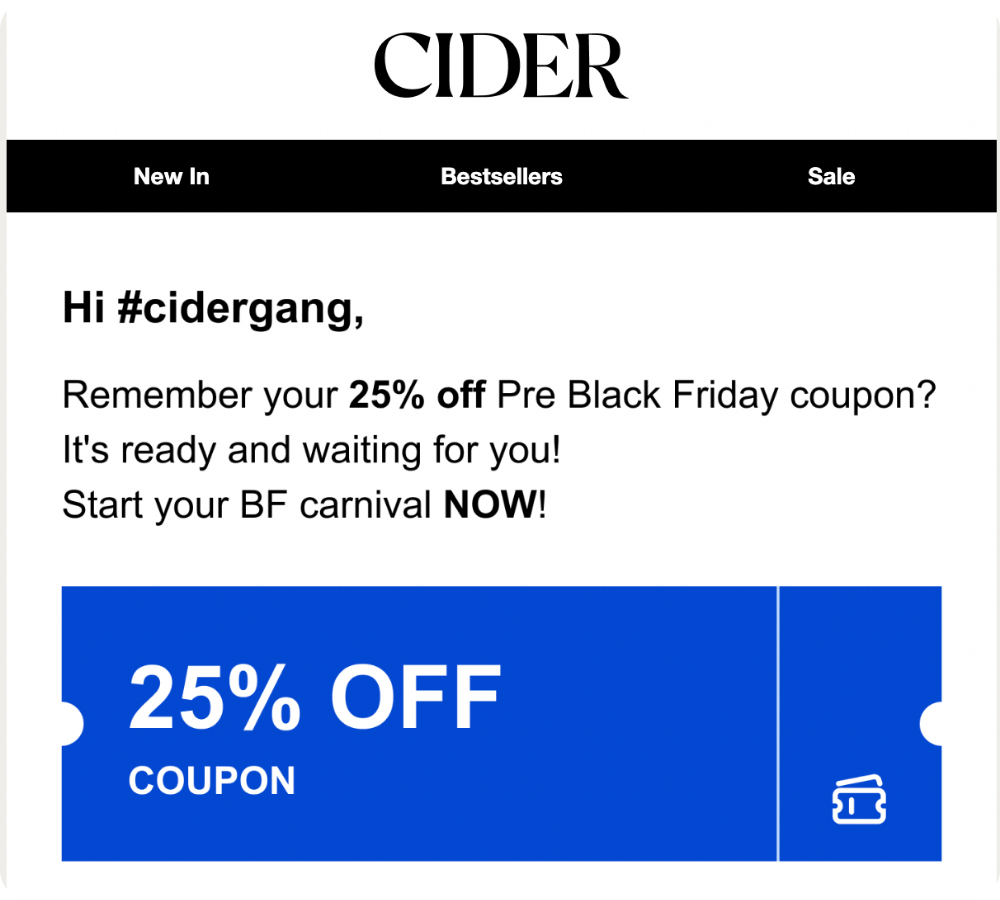 Pre-launch Black Friday discount by Cider 2025