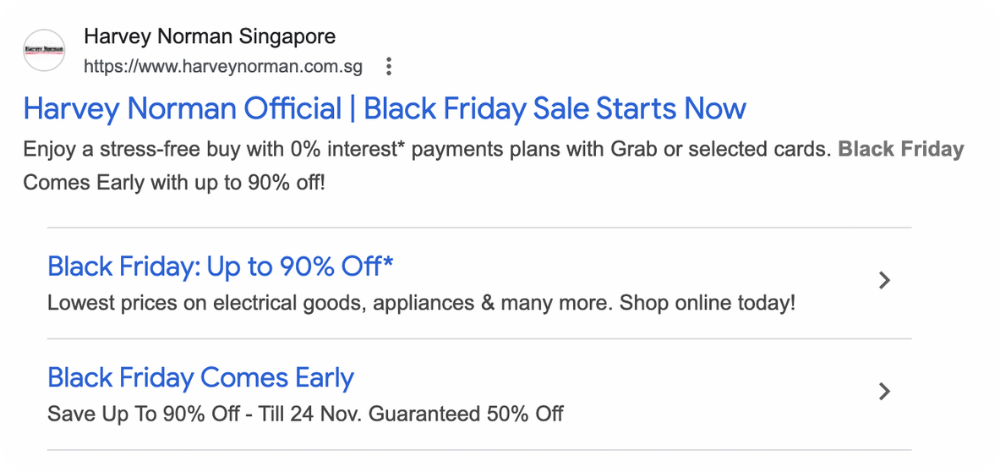 Google Ads Campaign by Harvey Norman in 2025