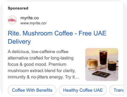 Rite UAE Google ad example