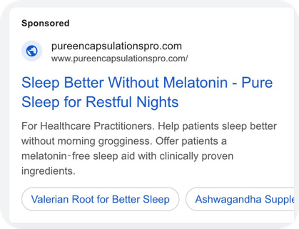 Pure encapsulations pro food supplement seach ad