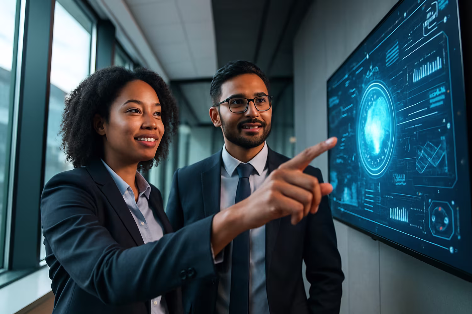 IT consulting team analyzing interface