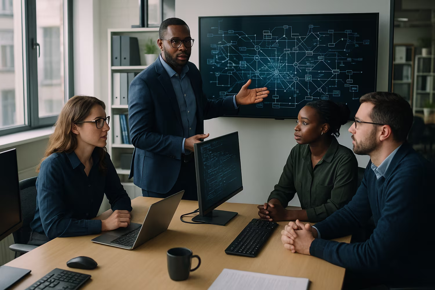 IT Professionals Discussing Network Management