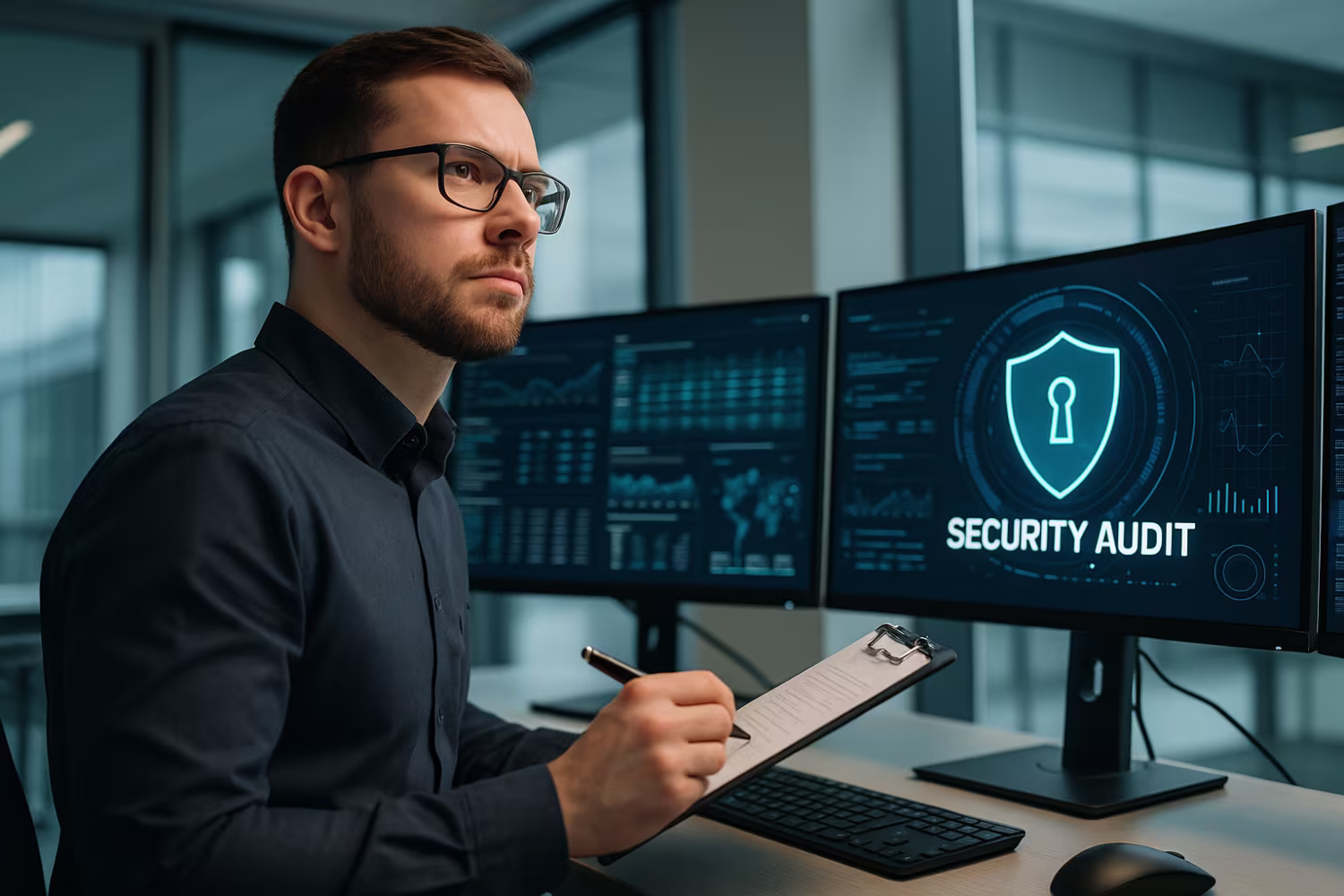 IT security specialist conducting audit