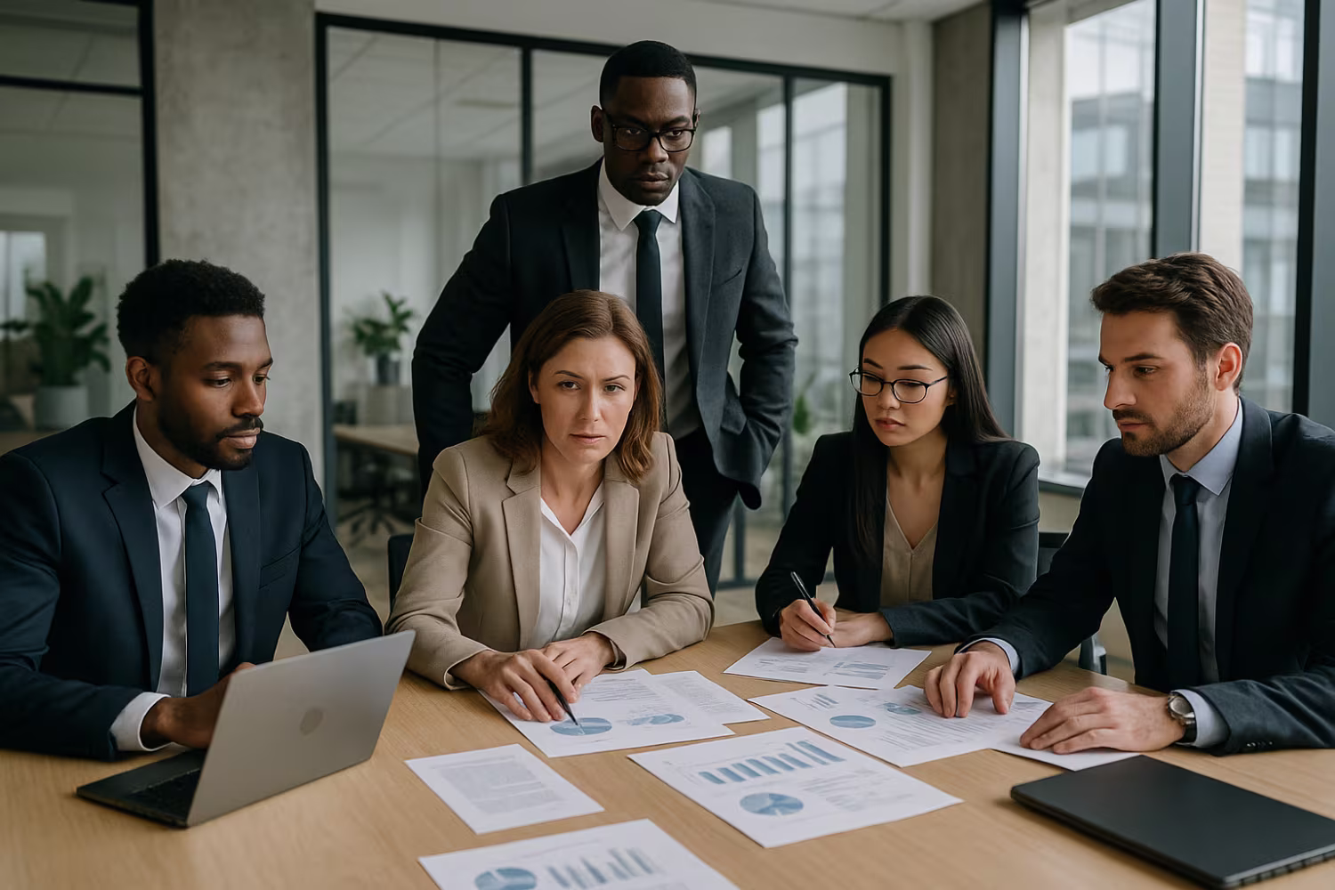 Diverse team discussing IT project management