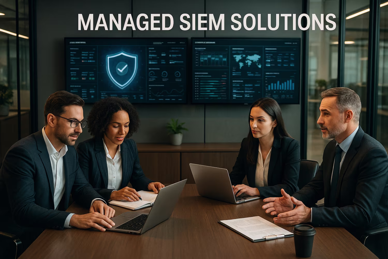 Team discussing managed SIEM solutions