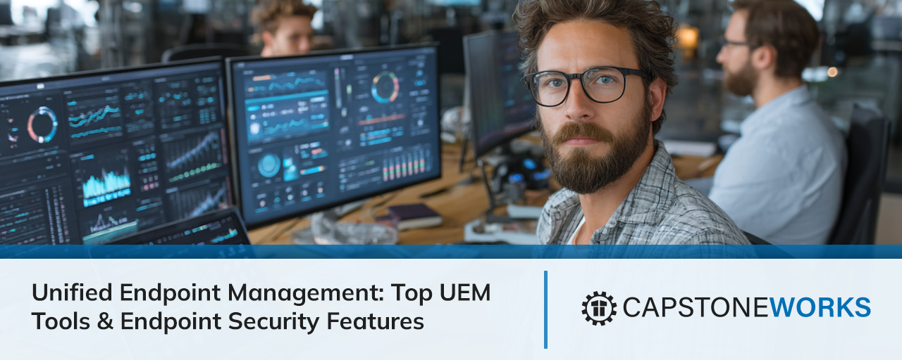 IT security agent working on his powerhouse software.