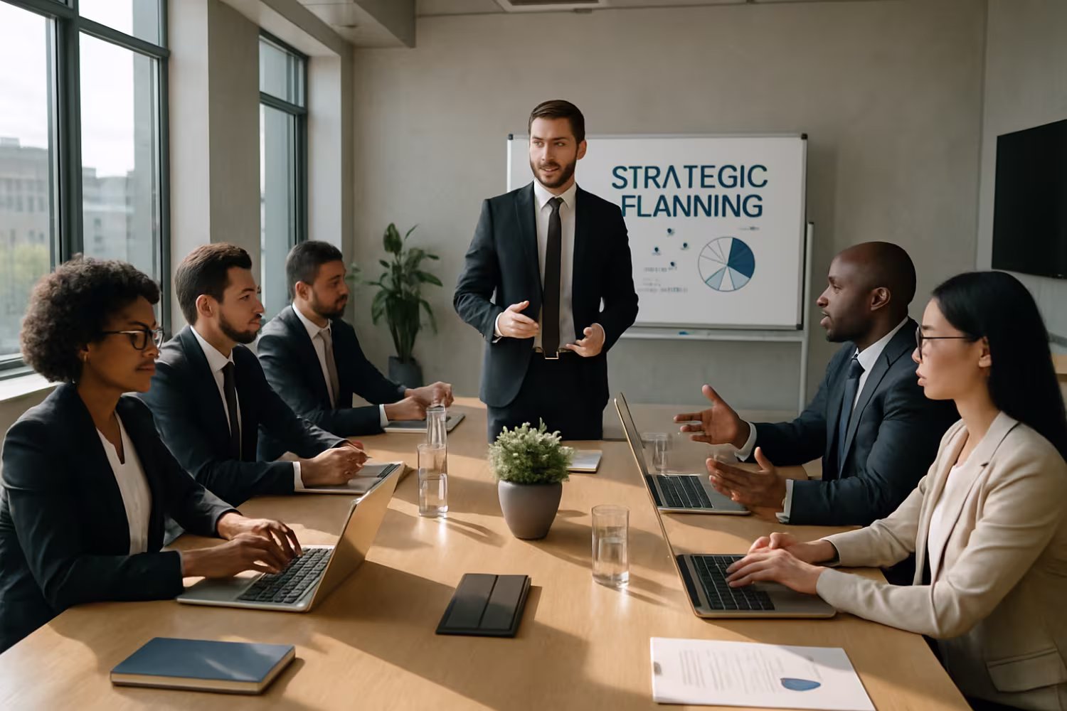 Diverse team discussing business IT services