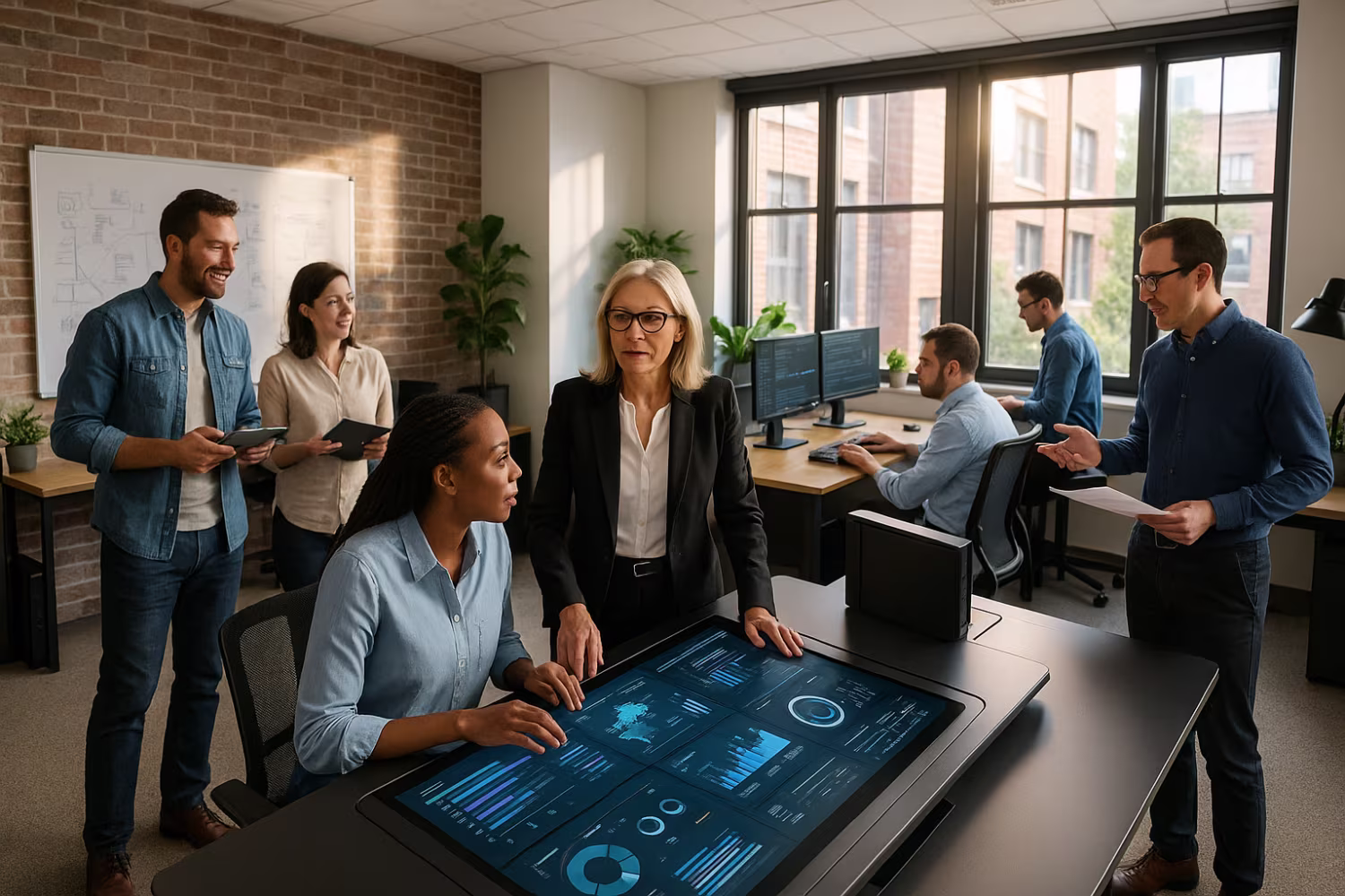 Small business IT support team working