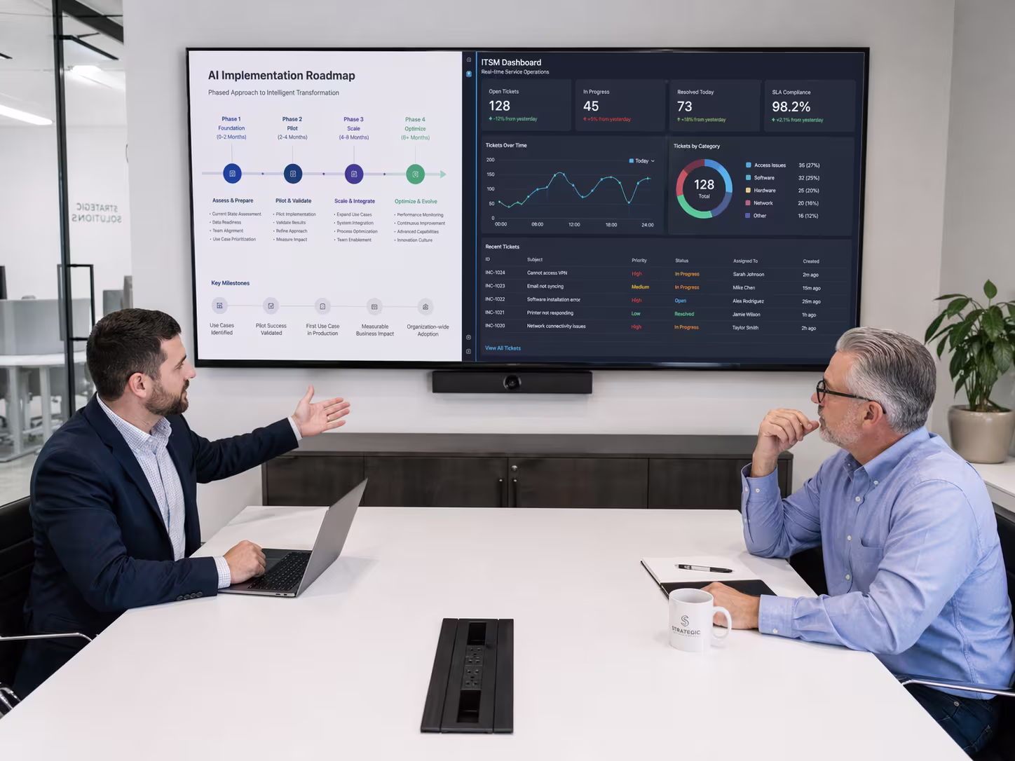 Professionals discussing AI IT services
