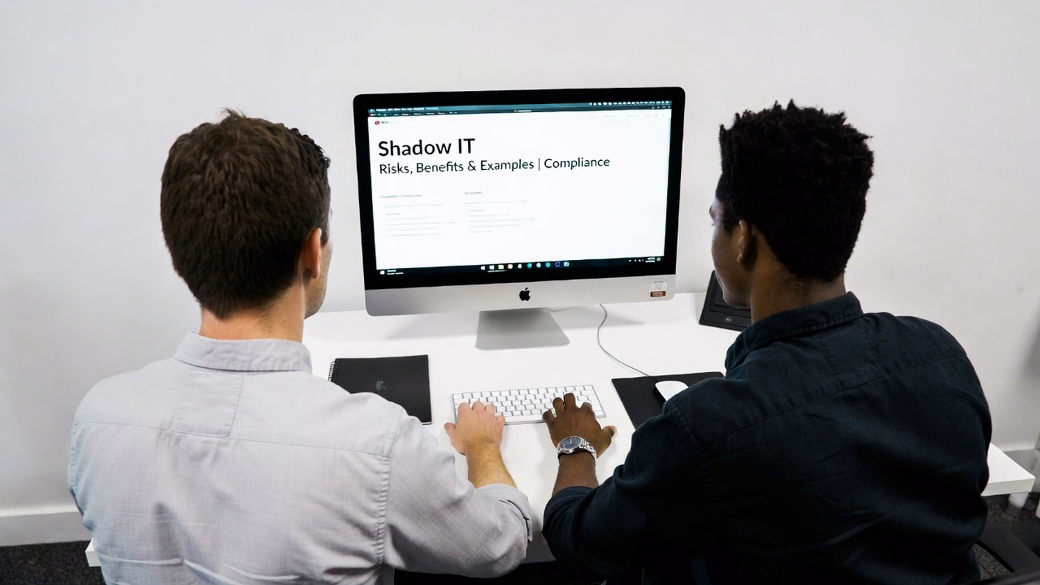 [('SIDE-BY-SIDE PAIR', 'two people seated side by side reviewing something