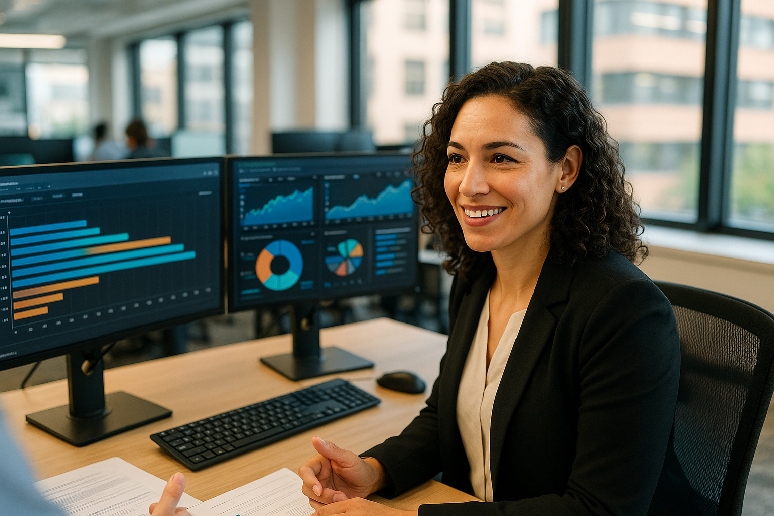 IT technician monitoring business network systems on a laptop