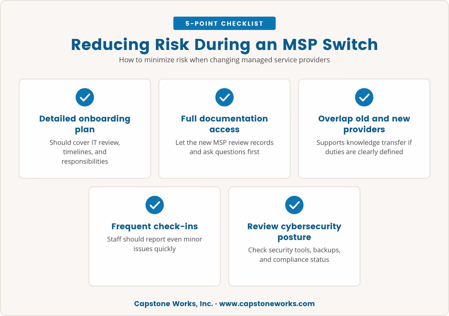 Checklist: Reducing Risk During an MSP Switch