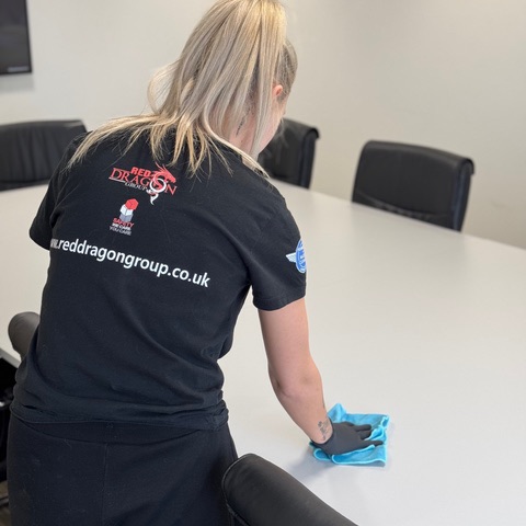Professional office cleaning team in Cardiff providing commercial cleaning services – Red Dragon Group