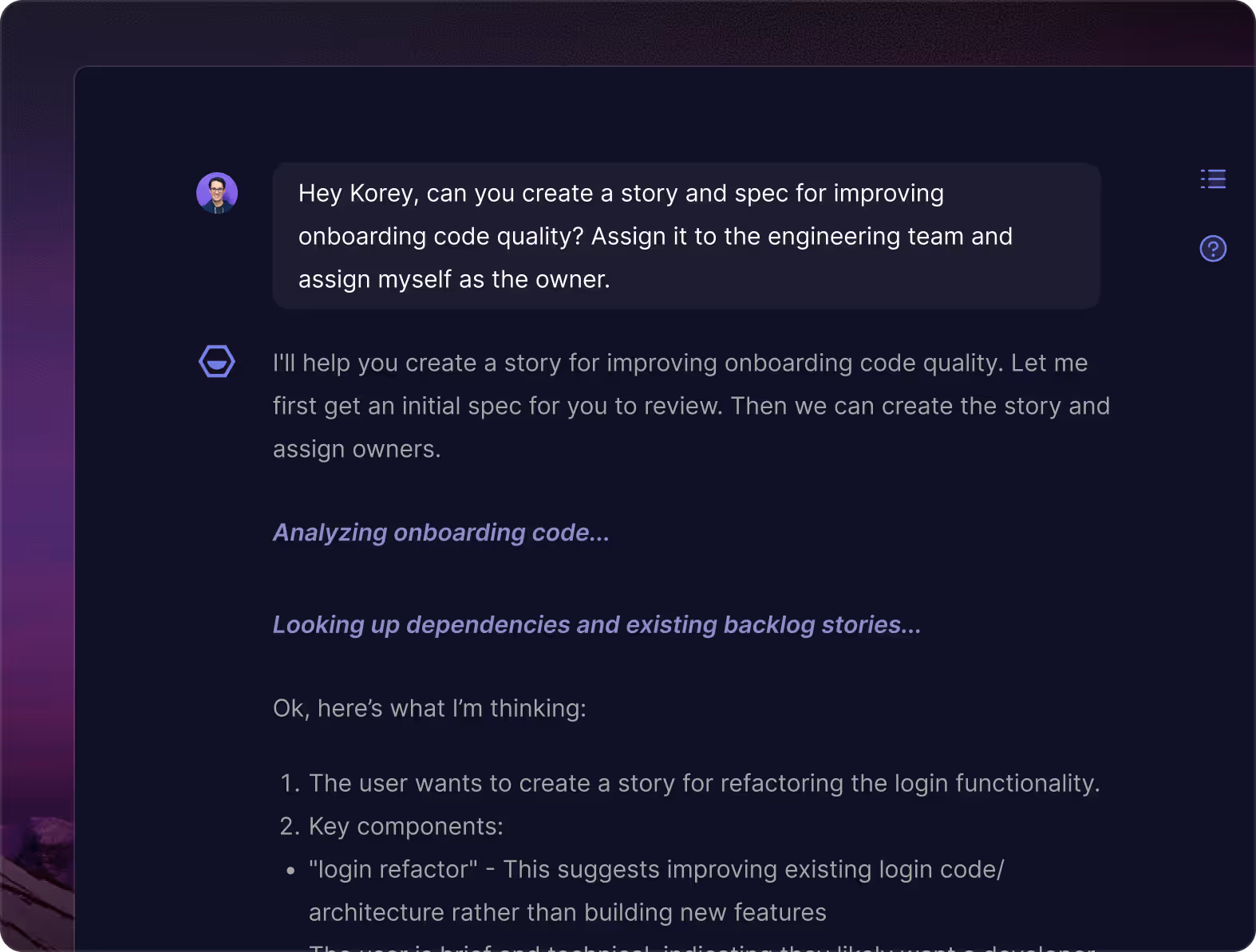 Korey Story dialog