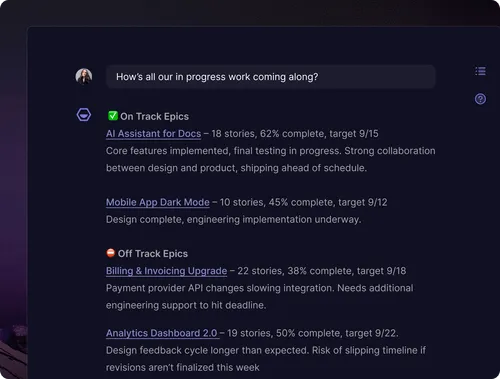 Korey dialog summarizing project progress