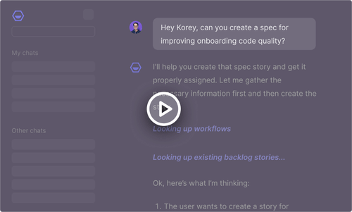 Chatbot screen showing an interaction with Korey.