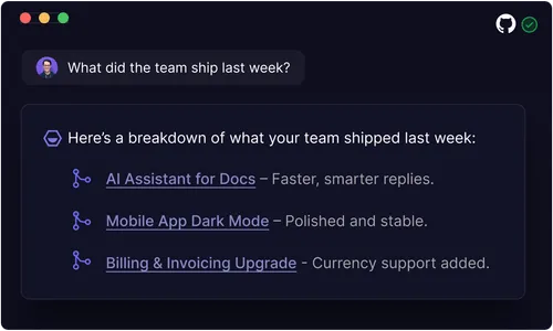 Korey prompt for what the team shipped last week