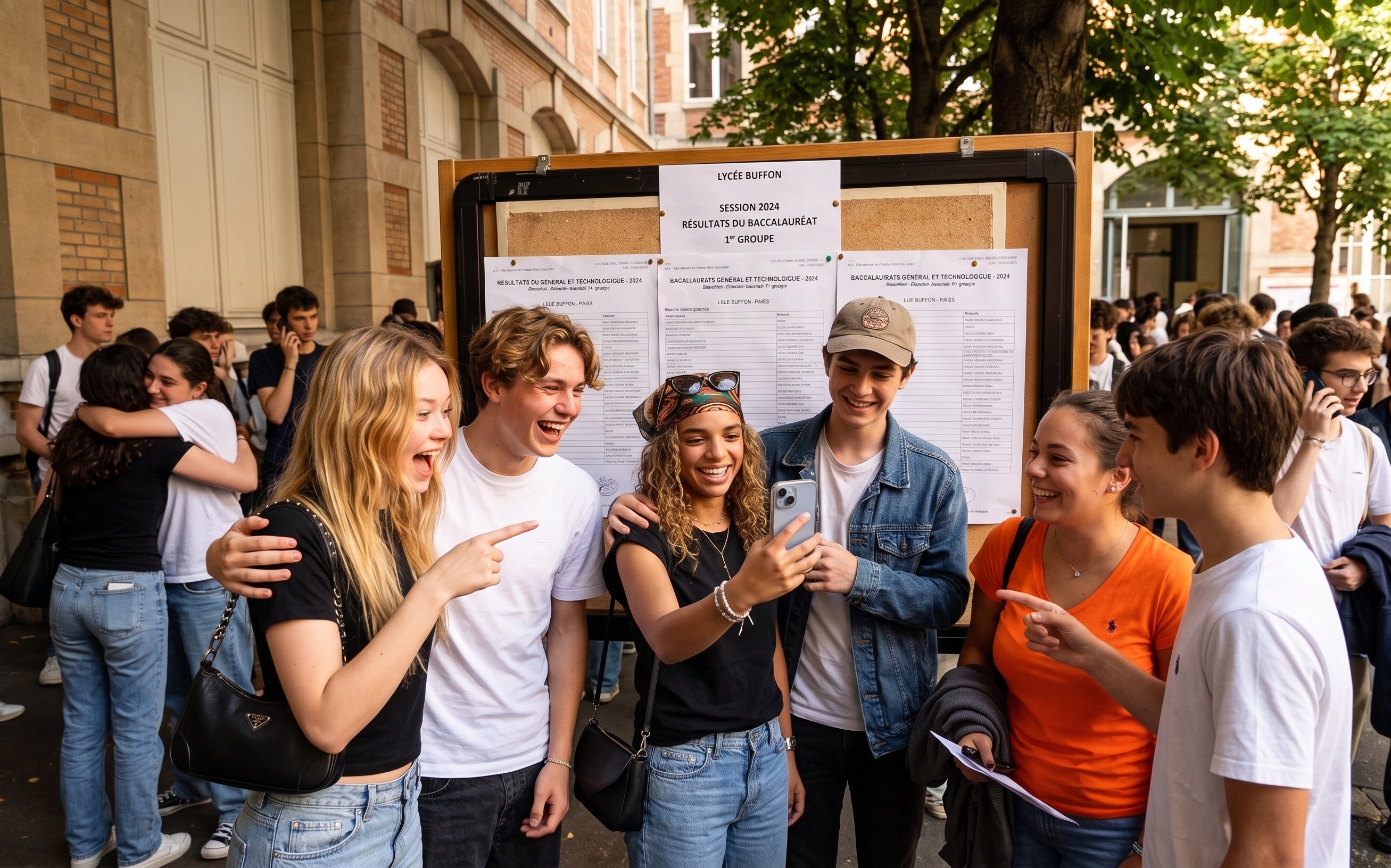Des élèves découvrent leurs résultats du bac