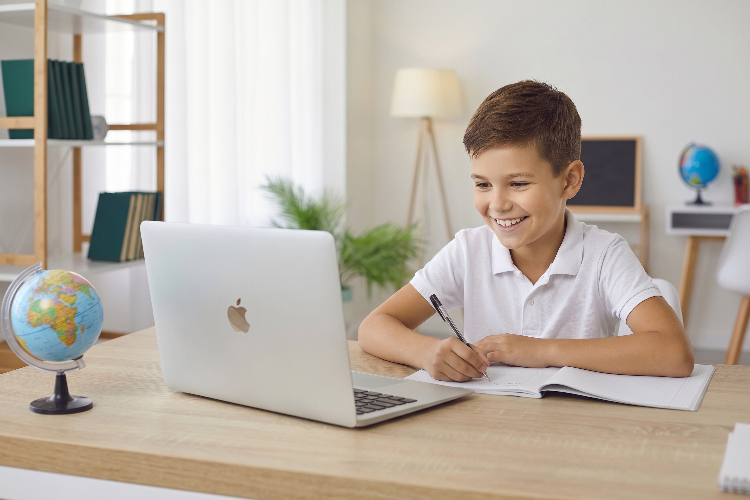 Un parent accompagne son enfant dans ses devoirs