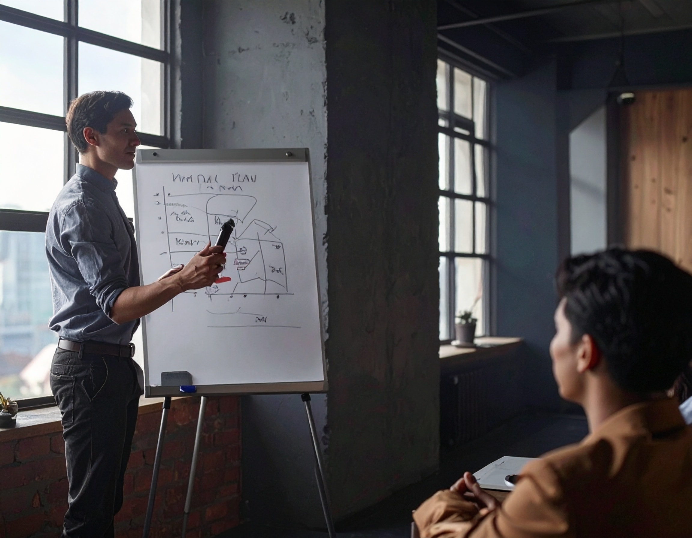 Presenting a business plan to potential investors.