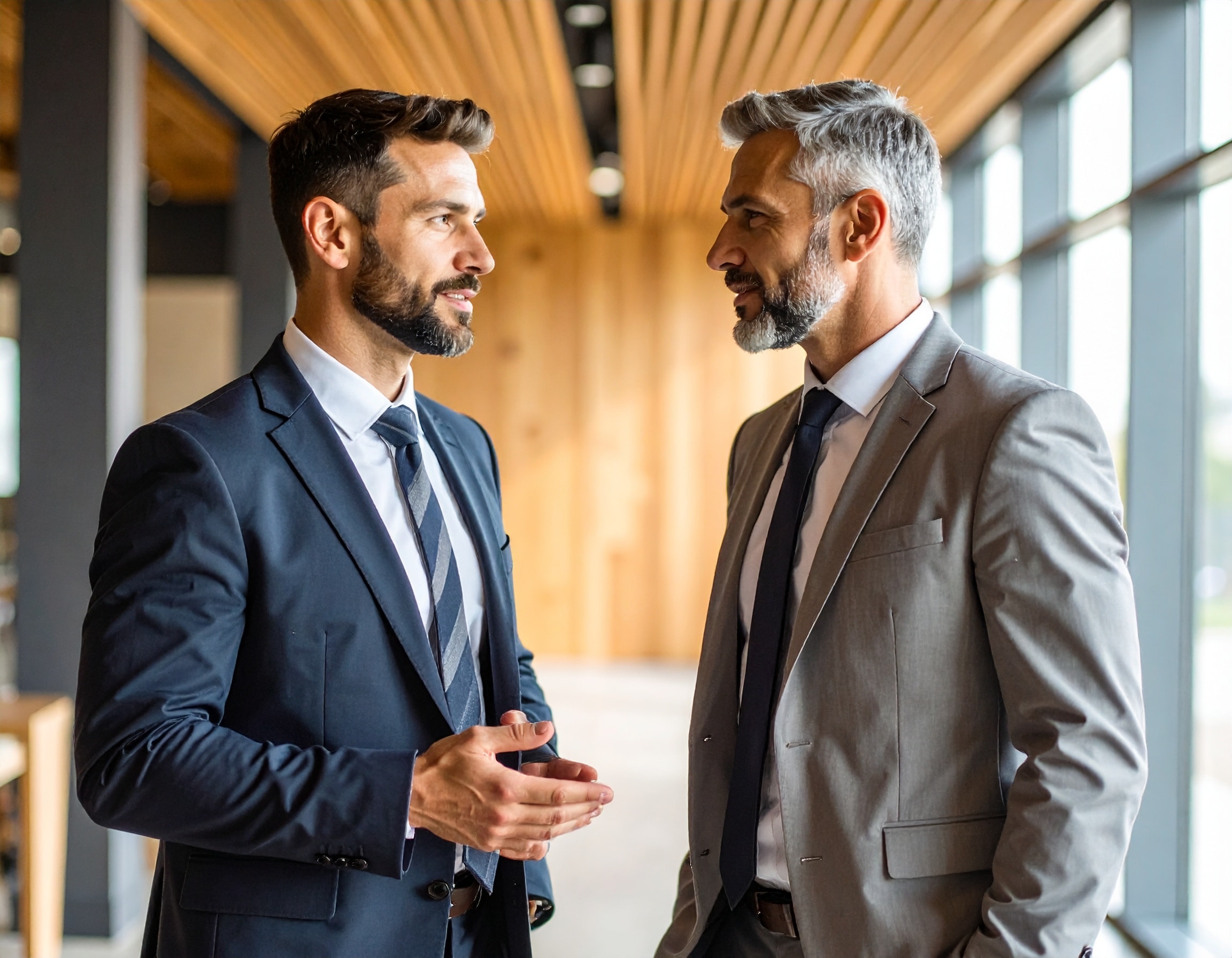 Two people conversing on the benefits of outsourcing CFO services.