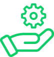 Icon of a hand holding a cog