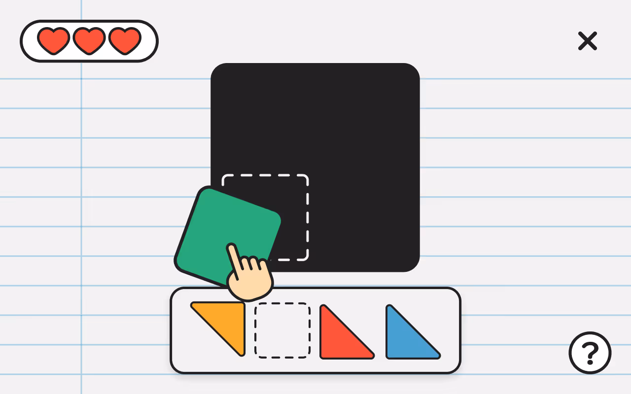 KidsKub tangram game UI.