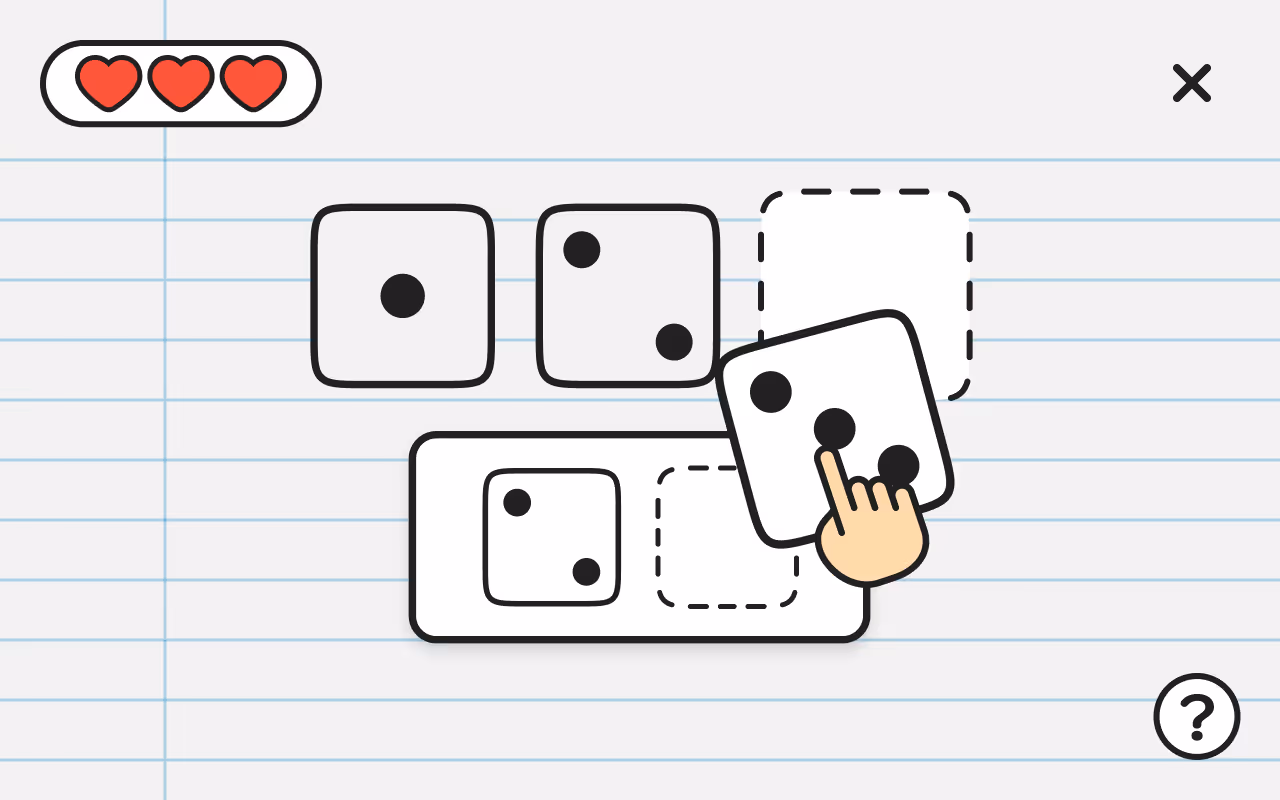 Dice game UI for KidsKub dot quiz.
