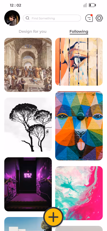 Design hub UI, showcase page.