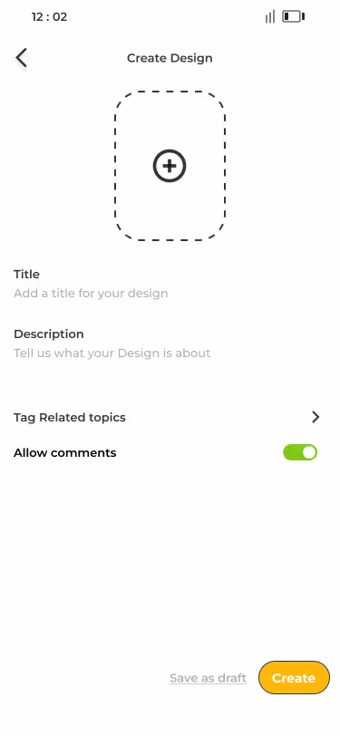Design hub UI, create post page.